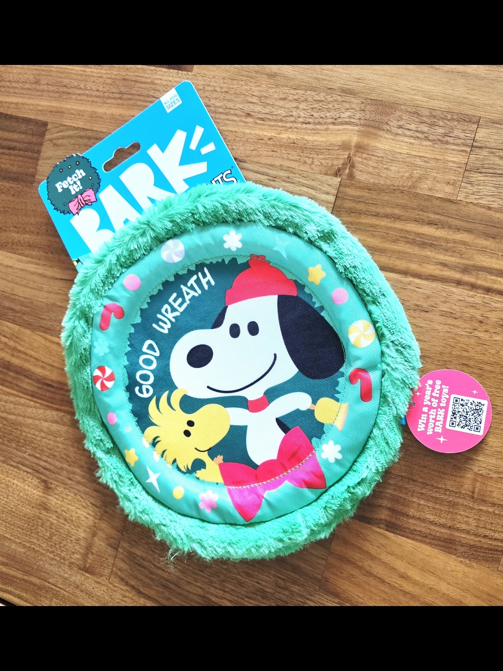 NEW! Bark Disc The Halls Plush Fetch Dog Toy
